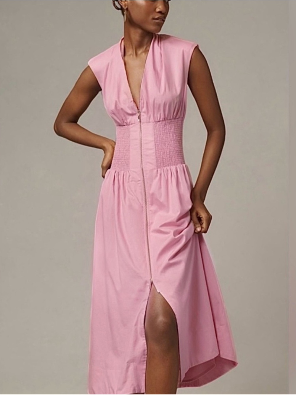 ANTHROPOLOGIE Tommie Zip-Front Midi Dress (Mauve)